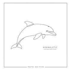 Minimalist Line Art Dolphin Illustration