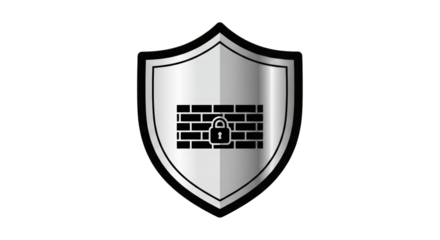 Security Shield with Firewall and Lock.