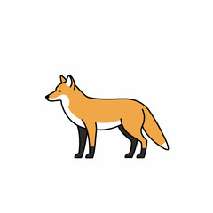 Orange Fox Illustration with Black Accents on White Background