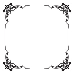 Ornate Black and White Floral Frame with a White Background