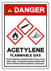 Danger Acetylene Flammable Gas Symbol Sign ,Vector Illustration, Isolate On White Background Label.EPS10
