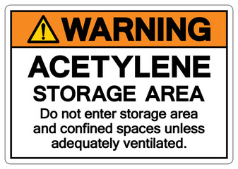 Warning Acetylene Storage Area Symbol Sign ,Vector Illustration, Isolate On White Background Label.EPS10