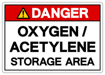Fototapeta premium Danger Oxygen Acetylene Storage Area Symbol Sign ,Vector Illustration, Isolate On White Background Label.EPS10