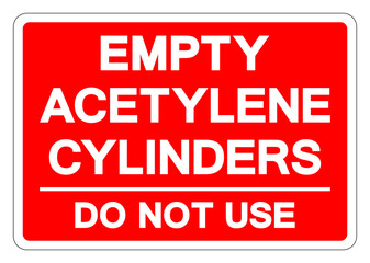 Emply Acetylene Cylinder Do Not Use Symbol Sign ,Vector Illustration, Isolate On White Background Label.EPS10