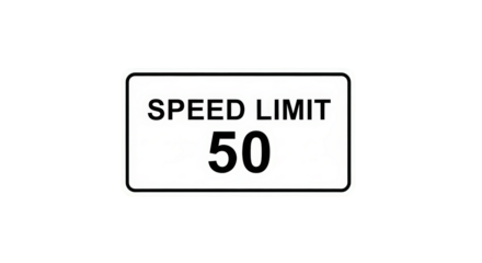 Speed Limit Sign with Number 50.
