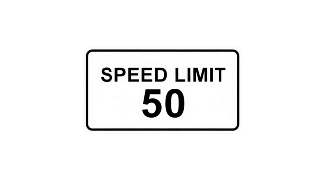 Speed Limit Sign with Number 50.
