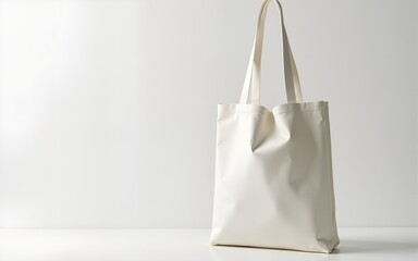 White canvas tote bag mockup highlighting eco friendly branding and sustainable concepts. High quality