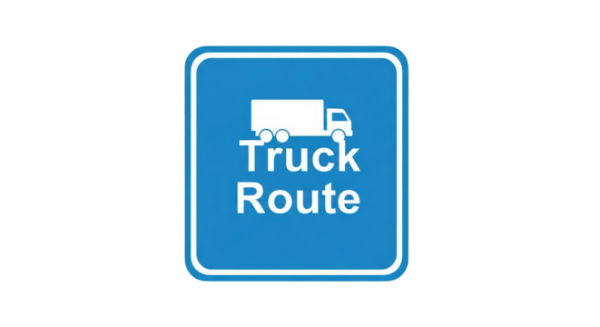 Truck Route Sign on White 1.