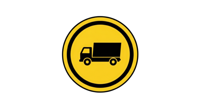 Truck Transportation Sign on Yellow Background.