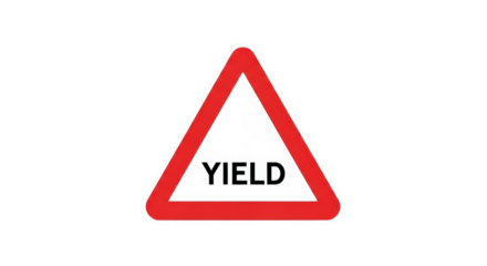 Yield Road Sign on White.