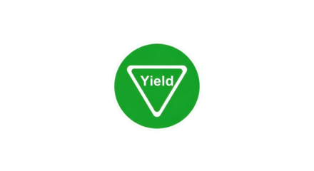 Yield Sign on Green Background.
