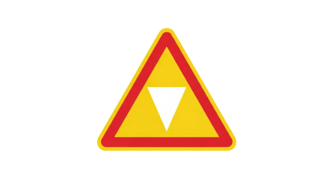 Yield Road Sign Isolated on White 1.