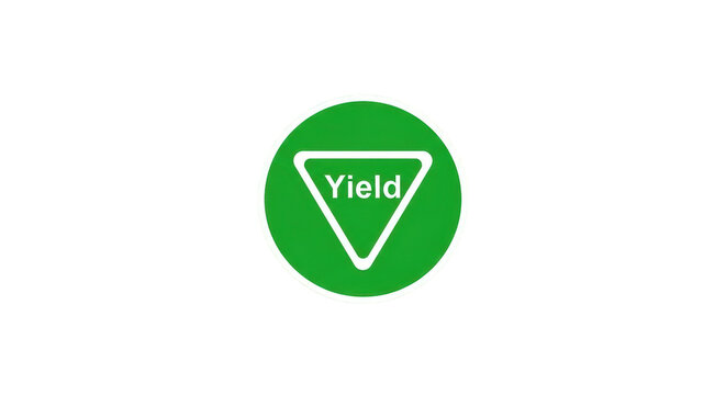 Yield Sign on Green Background.