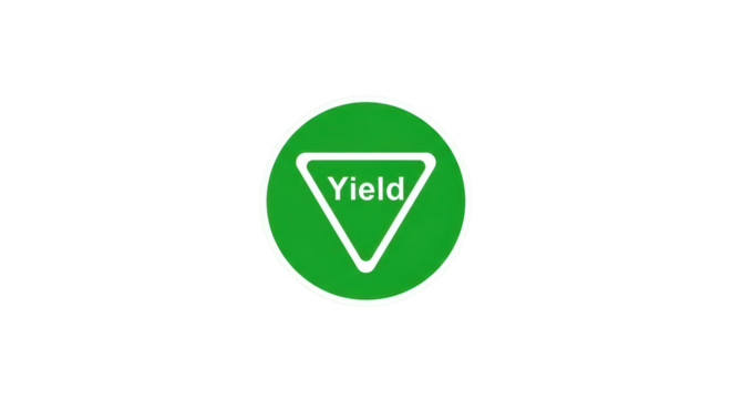 Yield Sign on Green Background.