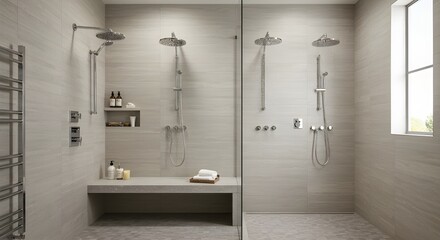 Luxurious Double Walk-In Shower with Modern Design