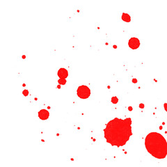 Ink drops and splashes. Red Blotter spots, liquid paint drip drop splash and ink splatter on transparent. Artistic dirty grunge abstract spot. monochrome drip splash, splat messy inkblot