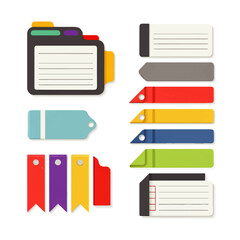 Colorful paper tags and labels of various shapes and sizes, ideal for organization and note-taking, showcasing a clean and modern design.