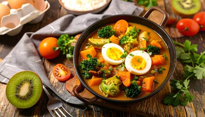Hearty curry with vegetables and eggs