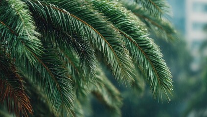 Green Palm Fronds Close Up