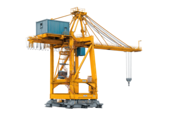 Yellow Gantry Container Crane on Transparent Background