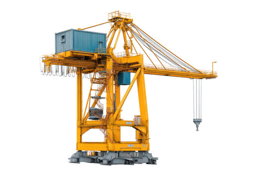 Yellow Gantry Container Crane on Transparent Background