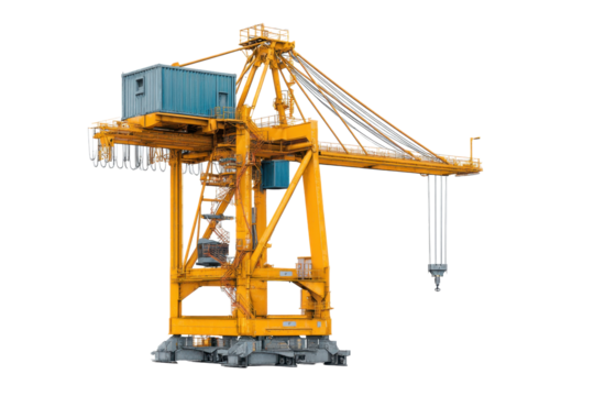 Yellow Gantry Container Crane on Transparent Background