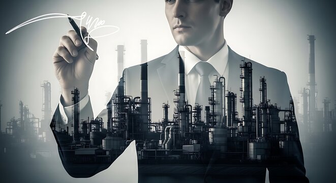 Businessman Planning Industrial Strategy.