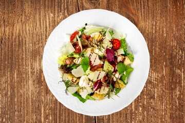 Tasty fresh healthy salad in plate