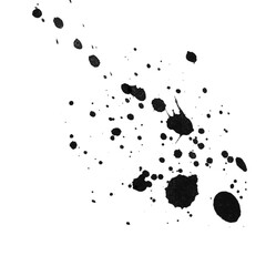 Ink drops and splashes. black Blotter spots, liquid paint drip drop splash and ink splatter on transparent. Artistic dirty grunge abstract spot. monochrome drip splash, splat messy inkblot