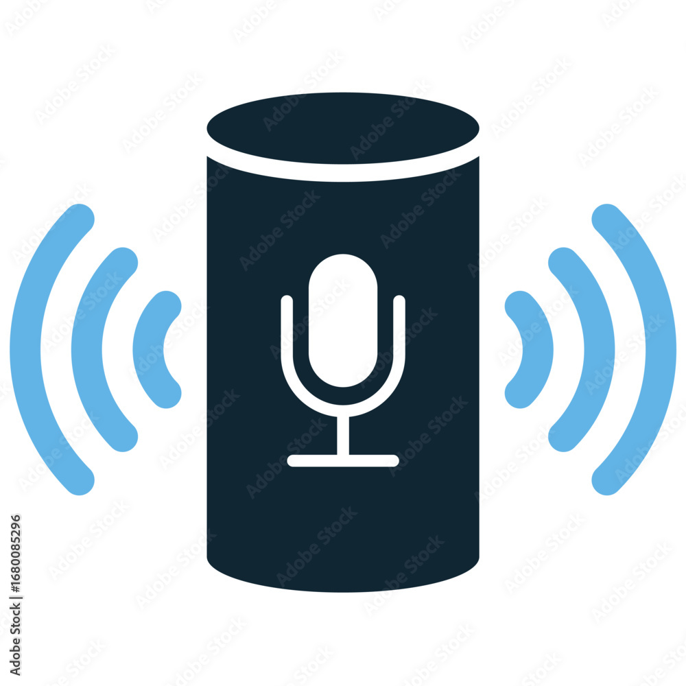 Poster voice assistant icon vector for virtual helpers, smart speakers, and voice control. useful for illus