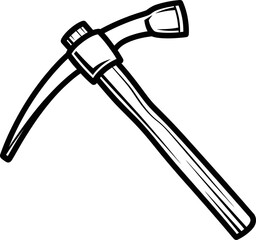 Black and White Illustration of a Pickaxe Tool