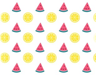 Fruit pattern with watermelon and lemon slices