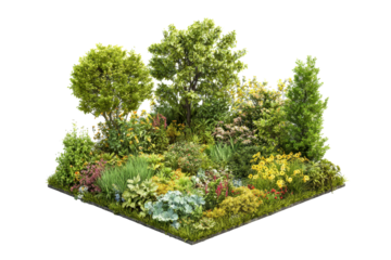 Lush Residential Garden Corner on Transparent Background