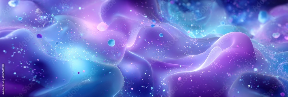 Poster vibrant abstract waves of color flowing and blending in a cosmic atmosphere with hints of stardust t