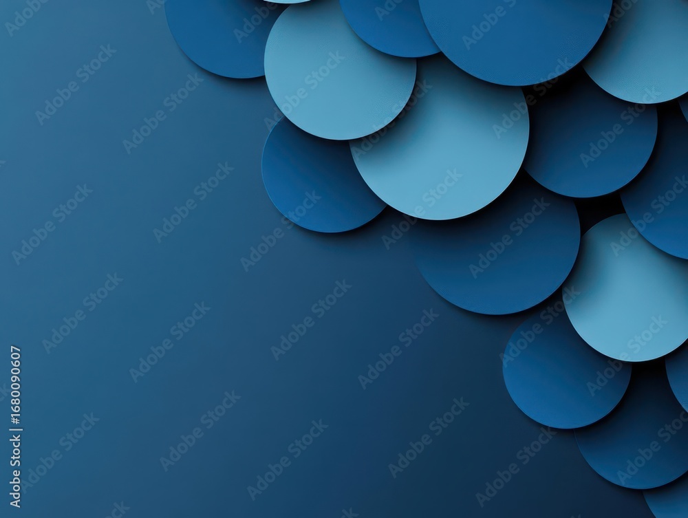 Aufkleber abstract blue paper circles layered pattern with smooth texture and gradient background in modern mi