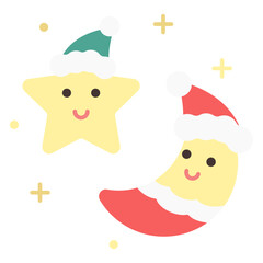 크리스마스 달과 별 장식 일러스트