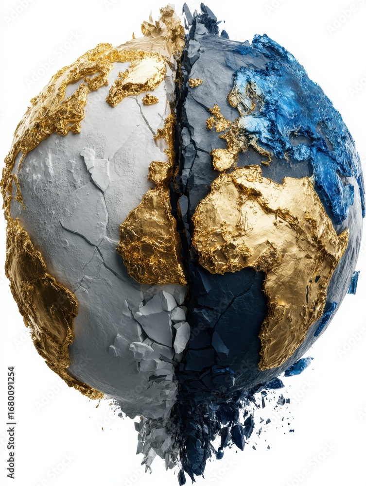 Poster artistic representation of the earth showcasing contrasting textures and colors, blending elegance w