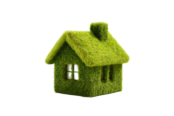 Green Grass-Covered House Model on Transparent Background