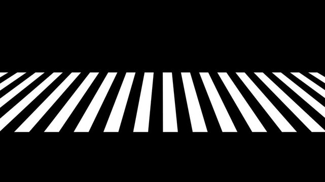 Animated design of white pedestrian lines on a black background moving horizontally