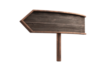 Rustic Wooden Arrow Signpost on Transparent Background