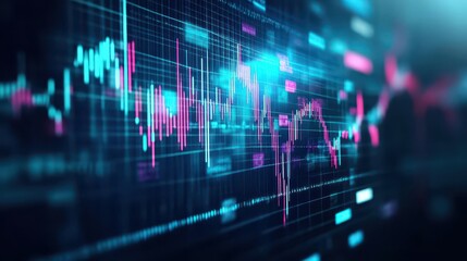 Digital Financial Data Chart with Stock Market Graphs and Moving Averages Showing Stock Trends and Market Analytics in a Futuristic Trading Environment