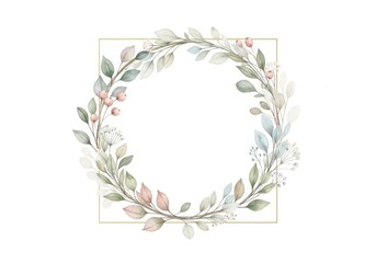Elegant Floral Wreath with Soft Pastel Leaves and Berries