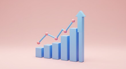 Abstract financial growth chart with upward arrow depicting positive trends in business and investments for increased revenue and success
