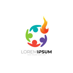 logo of a group of people united in a circle and a fire