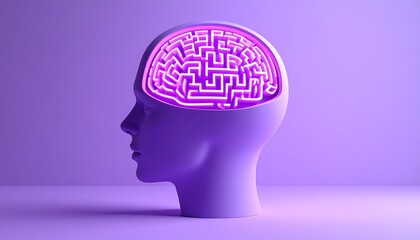 Fototapeta premium The neon maze inside the brain