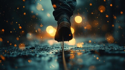 Rainy Night Walk: A Solitary Journey Through City Streets