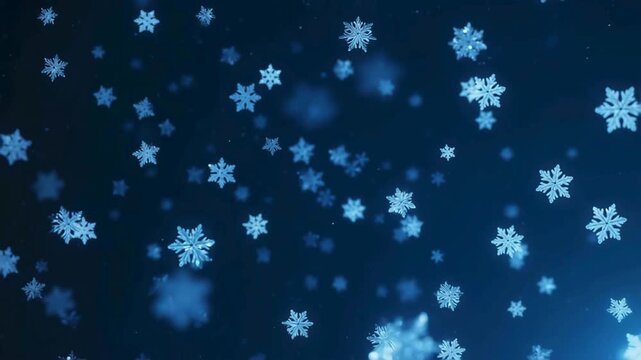 Luminous blue snowflake background with bokeh