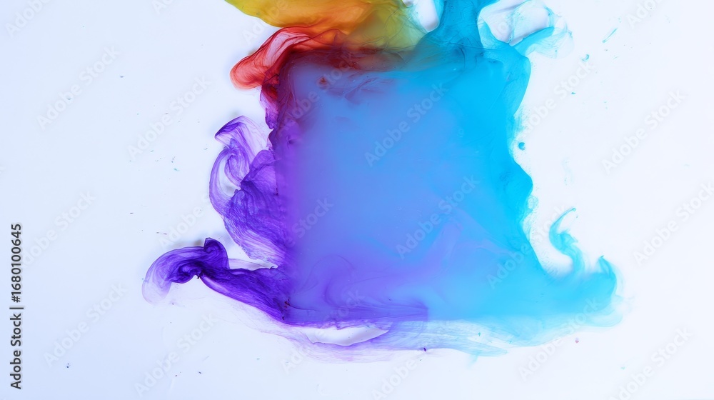 Poster fluid abstract colored paint smudge with flowing shapes, vibrant pigments blending in dynamic patter