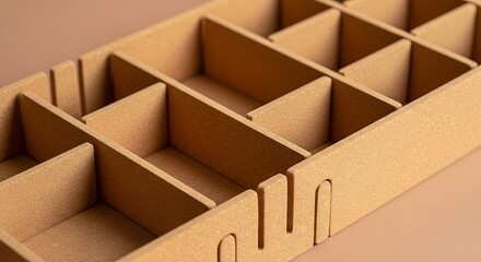Close up of a modular drawer organizer system for home storage solutions and organization needs in a neutral color palette