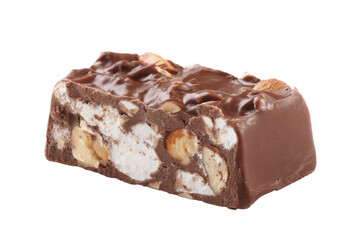 Rocky Road Chocolate Bar Piece on Transparent Background